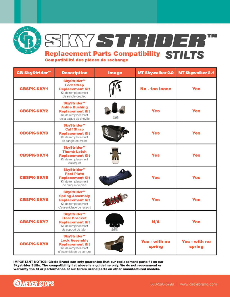SKYSTRIDER STILT FOOT PLATE REPLACEMENT KIT (PAIR)